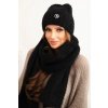 Dámsky komplet čiapka a dlhý šál z mäkkej priadze v ťavej farbe