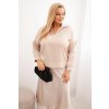 Dámska súprava Plus Size so saténovým leskom a čipkou béžová