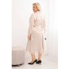 Dámska súprava Plus Size so saténovým leskom a čipkou béžová