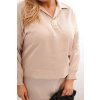 Dámska súprava Plus Size so saténovým leskom a čipkou béžová