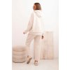 Dámska súprava maslová mikina s kapucňou a nohavice s opaskom béžová