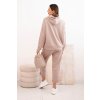 Dámska súprava maslová mikina s kapucňou a nohavice s opaskom béžová