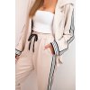 Dámska súprava viskózy s lampasom a športovým sakom béžová