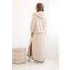 Dámsky set s viskózou s rozopínateľnou mikinou a dlhými šatami béžový