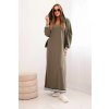 Dámsky set s viskózou s rozopínateľnou mikinou a dlhými šatami béžový