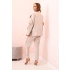 Dámsky komplet z viskózy – sako s klopami a nohavice s lampasom béžový