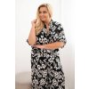 Dámska plus size sada z viskózy s geometrickou potlačou čierna
