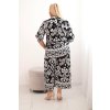 Dámska plus size sada z viskózy s geometrickou potlačou čierna