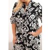 Dámska plus size sada z viskózy s geometrickou potlačou čierna