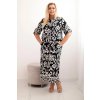 Dámska plus size sada z viskózy s geometrickou potlačou čierna