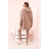 Dámska bavlnená súprava mikina s kapucňou a legíny s vysokým pásom béžová