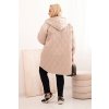 Dámska bunda Plus Size prešívaná s kapucňou a nápisom HOPE hnedá