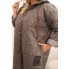 Dámska bunda Plus Size prešívaná s kapucňou a nápisom HOPE hnedá