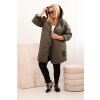 Dámska bunda Plus Size prešívaná s kapucňou a nápisom HOPE hnedá