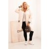 Dámska bunda Plus Size prešívaná s kapucňou a športovými manžetami béžová