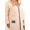 Dámska bunda Plus Size prešívaná s kapucňou a športovými manžetami béžová