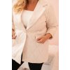 Dámska plus size prešívaná bunda s golierom a gombíkom svetlo béžová