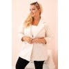 Dámska plus size prešívaná bunda s golierom a gombíkom svetlo béžová