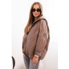 Dámska prešívaná bunda s kapucňou čokoládová