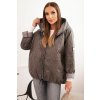 Dámska prešívaná bunda s kapucňou čokoládová