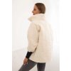 Dámska prešívaná bunda s krátkym strihom a stojatým golierom svetlo béžová