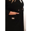 Elegantný dámsky kabát Plus Size s golierom a veľkými vreckami béžový
