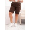 Dámske bavlnené kraťasy Plus Size s opaskom hnedé