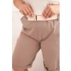 Dámske bavlnené kraťasy Plus Size s opaskom hnedé