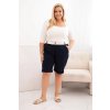 Dámske bavlnené kraťasy Plus Size s opaskom hnedé