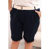 Dámske bavlnené kraťasy Plus Size s opaskom hnedé