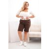 Dámske bavlnené kraťasy Plus Size s opaskom hnedé