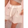 Dámske šortky s vysokým pásom a opaskom béžové