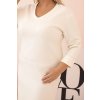 Dámske šaty Plus Size maslové s výstrihom V a rukávom béžové