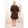 Dámske plus size šaty viskózové s ažúrovým zdobením hnedé