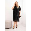 Dámske šaty Plus Size s flitrami a čipkovým zakončením čierne