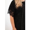 Dámske šaty Plus Size s flitrami a čipkovým zakončením čierne