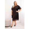 Dámske šaty Plus Size s flitrami a čipkovým zakončením čierne