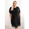 Dámske šaty Plus Size s flitrami a čipkovým zakončením čierne