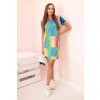 Dámske bavlnené šaty s vreckom a golierom v farebnom vzore morská