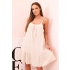 Dámske mušelínové šaty na ramienkach s volánom béžové