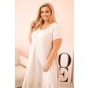Dámske plus size šaty s krátkym rukávom a volánom z ľahkej viskózy béžové