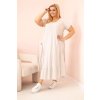 Dámske plus size šaty s krátkym rukávom a volánom z ľahkej viskózy béžové