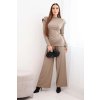 Dámsky bavlnený komplet s blúzkou a nohavicami so širokou nohavicou béžový
