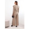 Dámsky bavlnený komplet s blúzkou a nohavicami so širokou nohavicou béžový
