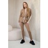 Bavlnený dámsky komplet s lampasom a patentom béžový