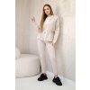 Bavlnený dámsky komplet s lampasom a patentom béžový