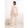 Dámsky súprava maslová so širokými nohavicami a zipsovou mikinou béžová