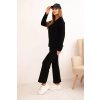Dámska súprava svetrová so širokou nohavicou a dlhým rukávom čierna