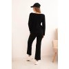 Dámska súprava svetrová so širokou nohavicou a dlhým rukávom čierna