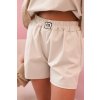 Dámsky komplet s volánikom – blúzka s krátkym rukávom a šortky s gumou béžový